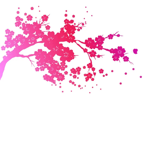 Mooie Roze Bloesem Boom Vector Illustratie Voorjaar Concept — Stockvector