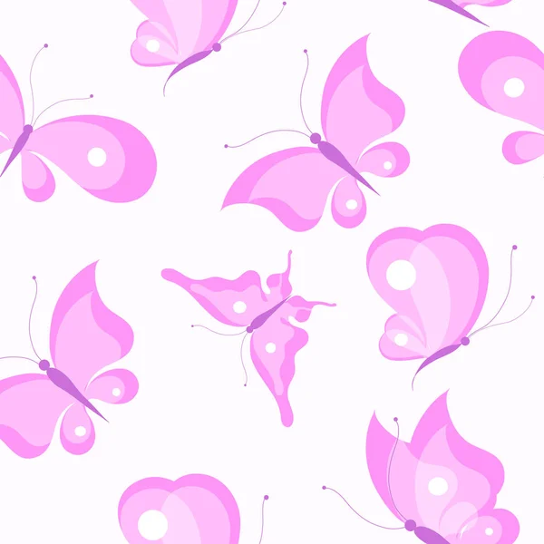 Gyönyörű Rózsaszín Pillangók Elszigetelt Fehér Háttér Vektor Ábra — Stock Vector