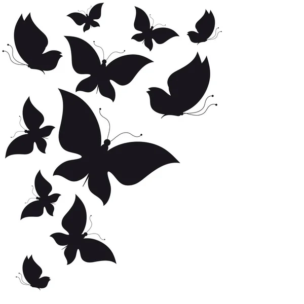 Ensemble Papillons Volants Isolés Sur Fond Blanc Vecteur Illustration — Image vectorielle