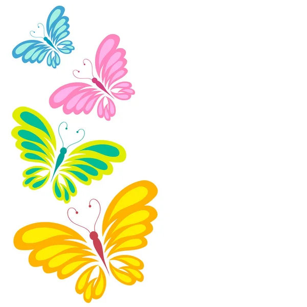 Hermosas Mariposas Aisladas Sobre Fondo Blanco Vector Ilustración — Vector de stock