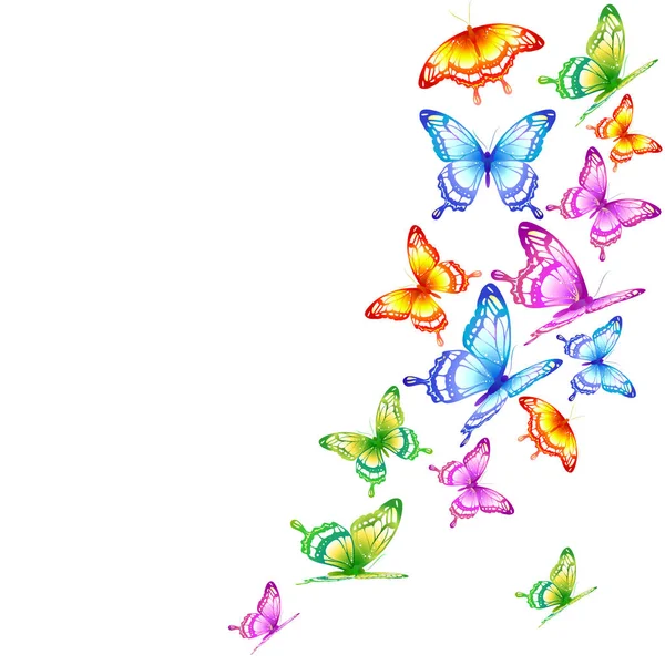 Σύνολο Όμορφες Πολύχρωμες Πεταλούδες Που Απομονώνονται Λευκό Φόντο Διάνυσμα Εικονογράφηση — Διανυσματικό Αρχείο