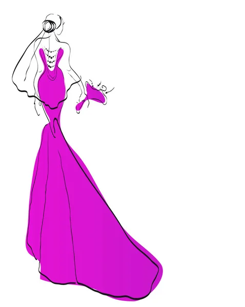 Personaje Dibujos Animados Mujer Vestido Novia Púrpura Aislado Sobre Fondo — Archivo Imágenes Vectoriales
