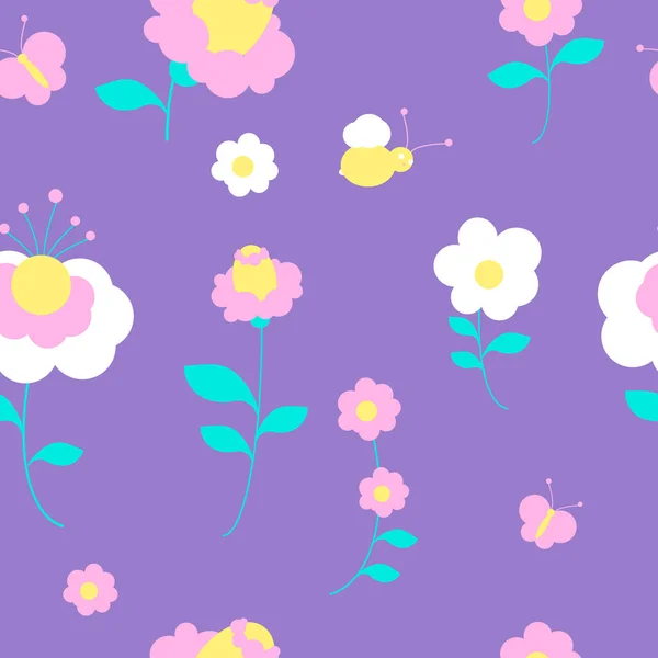 Vackra Blommor Lila Bakgrund Vektor Illustration — Stock vektor