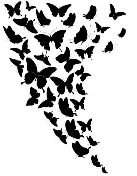 Postkarte Mit Sammlung Schwarzer Fliegender Schmetterlinge Isoliert Auf Weißem Hintergrund — Stockfoto
