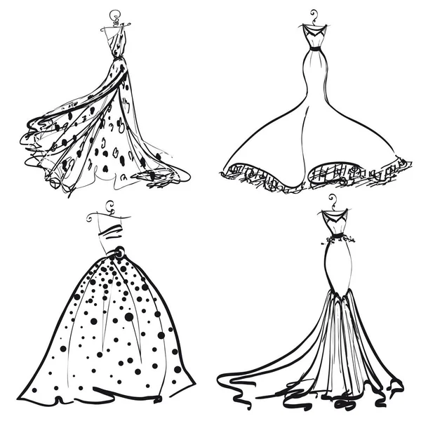 çizimler düğün elbise askıları, vektör, illüstrasyon