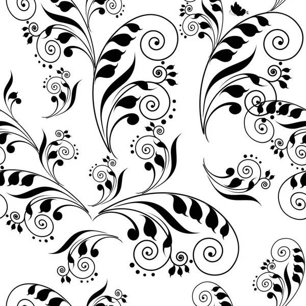 Безшовний Художній Декоративний Візерунок Рослинами Лопатями Ізольований Білому Тлі — стокове фото