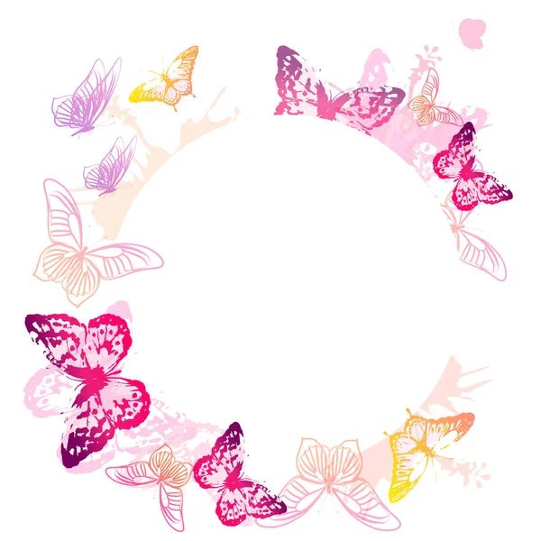 Beautiful Pink Butterflies Isolated White Background Vector Illustration — Stock Vector