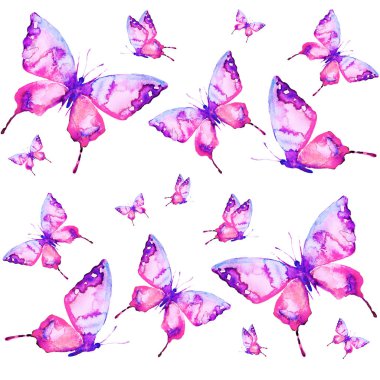 güzel kelebekler, suluboya, izole bir beyaz arka plan üzerinde 