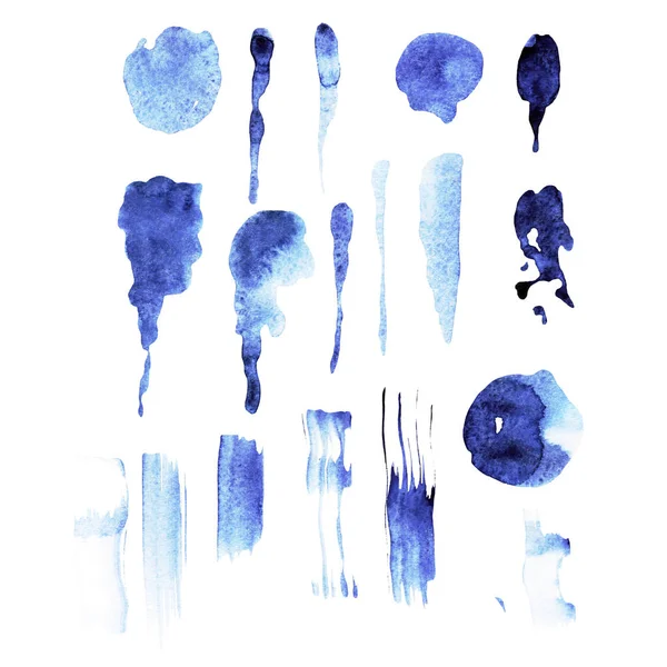 Abstrakte Blaue Pinselstriche Illustration Auf Weißem Hintergrund — Stockfoto