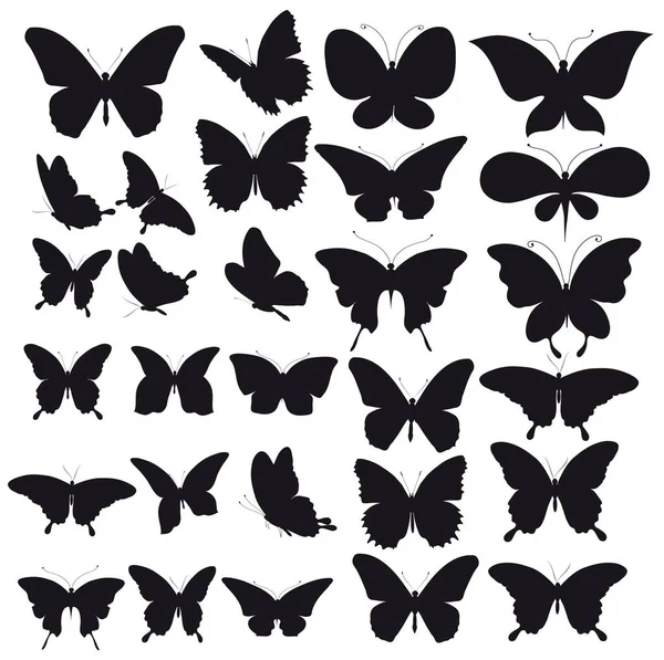 黒蝶は 白い背景で隔離 — ストックベクタ