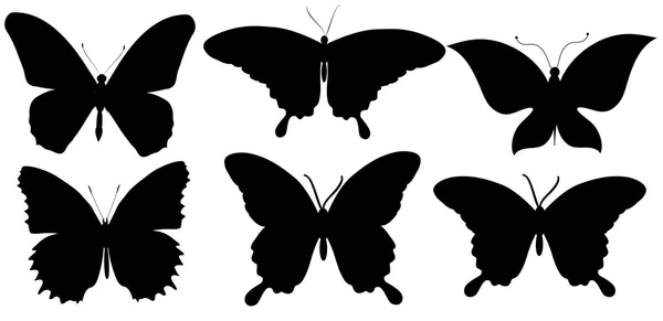 Черные Бабочки Изолированные Белом Фоне — стоковый вектор