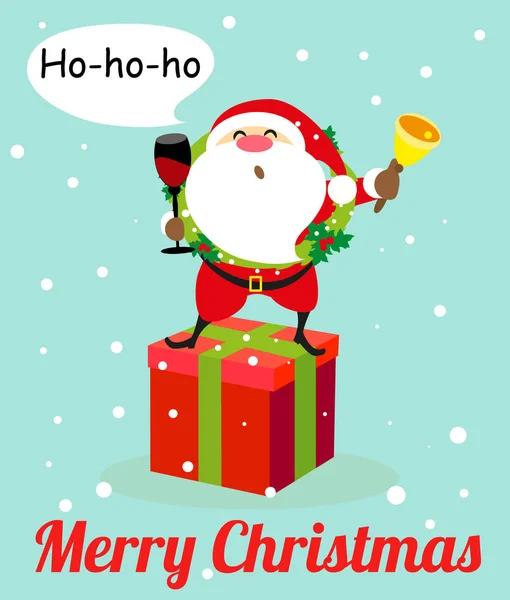 Weihnachtsmann Mit Geschenk Weihnachtskarte — Stockvektor