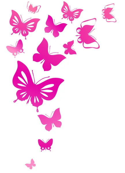 Beautiful Pink Butterflies Isolated White — Stock Photo, Image