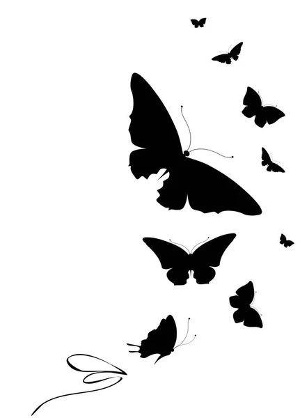 Mariposa Negra Aislada Sobre Blanco — Vector de stock