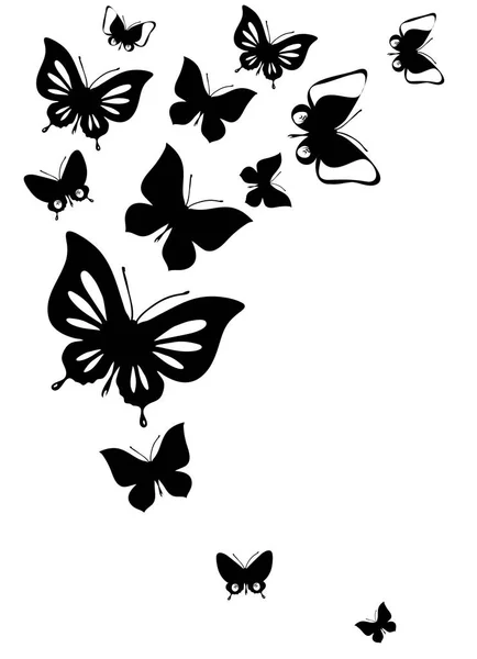 黒蝶は 白で隔離 — ストックベクタ