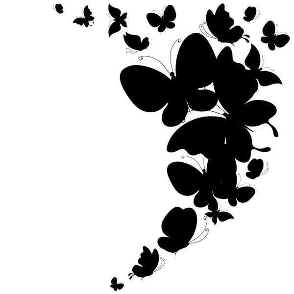 Mariposa Negra Aislada Sobre Fondo Blanco — Vector de stock