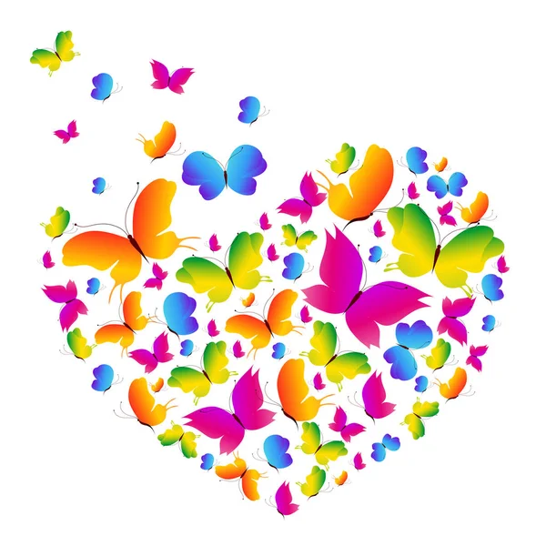 Beautiful Color Butterflies Set Isolated White — Stock Vector