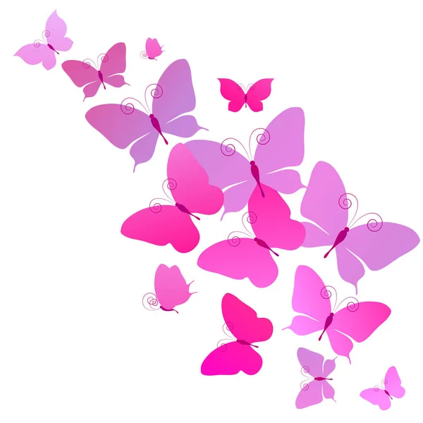 Schöne Rosa Schmetterlinge Isoliert Auf Einem Weißen — Stockfoto
