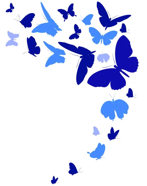 Mariposas Azules Aisladas Sobre Fondo Blanco — Archivo Imágenes Vectoriales