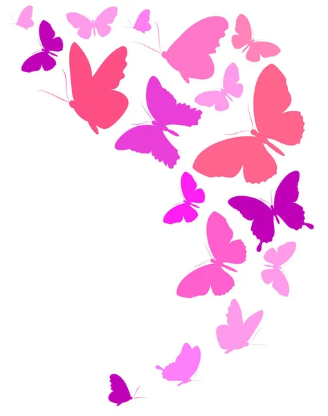 Pink Tender Butterflies Isolated White Background — Stock Vector