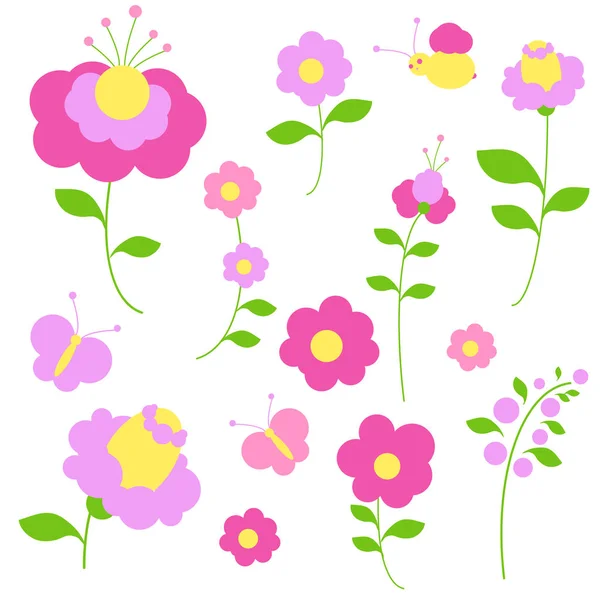 Flores Color Rosa Aisladas Sobre Fondo Blanco —  Fotos de Stock