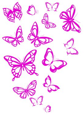 Beyaz arka plan üzerinde izole pembe ihale kelebekler