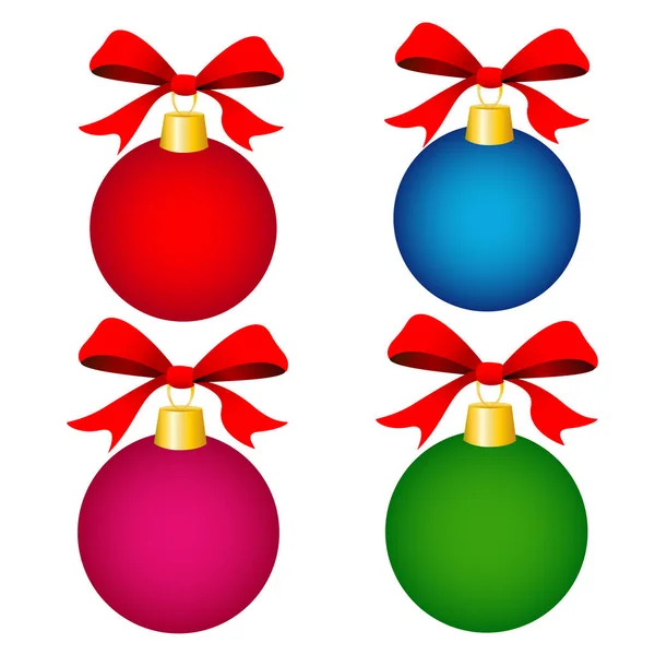 Decoratieve Kerstballen Geïsoleerd Witte Achtergrond — Stockvector