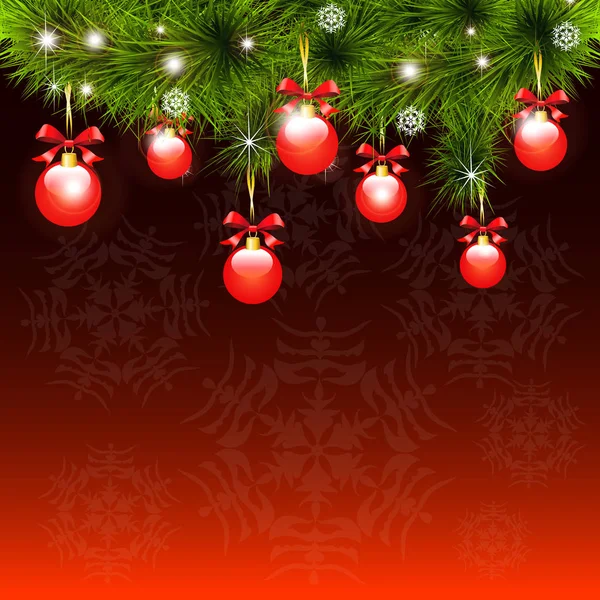 Weihnachtsgirlanden Und Rote Kugeln Auf Weinrotem Hintergrund — Stockfoto