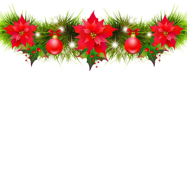 Ljusa Christmas Garland Isolerad Vit Bakgrund — Stockfoto