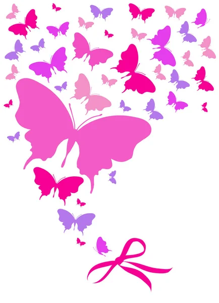 Bright Colorful Pink Butterflies Isolated White Background — Stock Photo, Image