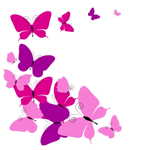 Φωτεινό Ροζ Πολύχρωμες Πεταλούδες Που Απομονώνονται Λευκό Φόντο — Φωτογραφία Αρχείου