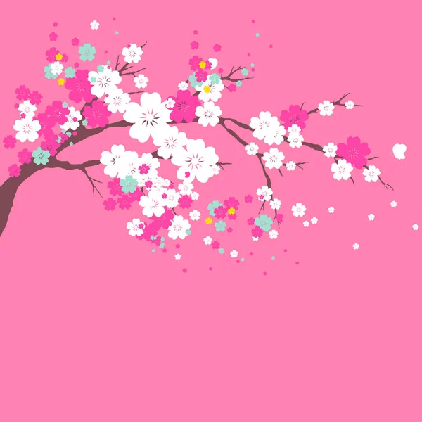 Sakura Träd Akvarell Illustration Cherry Bloom — Stock vektor