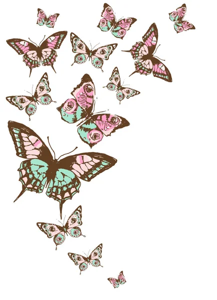 Set Von Hellen Bunten Schmetterlingen Isoliert Auf Weißem Hintergrund — Stockfoto