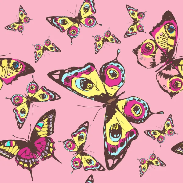 Coloridas Mariposas Decorativas Con Estilo Sobre Fondo Pastel — Archivo Imágenes Vectoriales