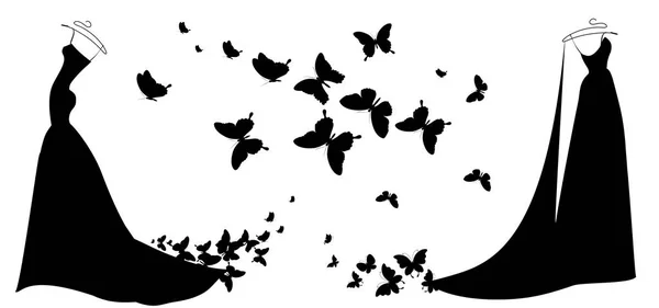 Silhouette Noire Papillons Isolés Sur Fond Blanc — Image vectorielle