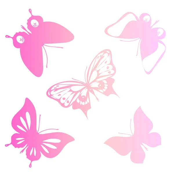 Bright Colorful Pink Butterflies Isolated White Background — Stock Photo, Image