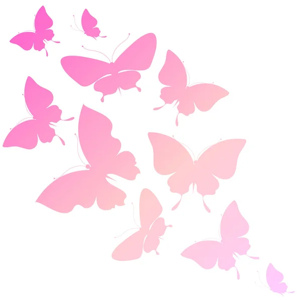 Mariposas Rosadas Brillantes Coloridas Aisladas Sobre Fondo Blanco — Vector de stock