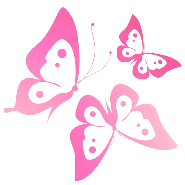 Ljusa Färgglada Rosa Fjärilar Isolerad Vit Bakgrund — Stockfoto