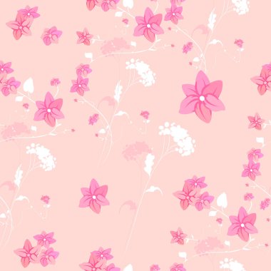 Pastel arka planda ihale pembe çiçekler ile Dikişsiz desen 