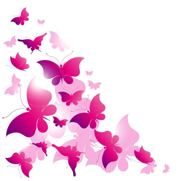 Bright Colorful Pink Butterflies Isolated White Background — Stock Photo, Image