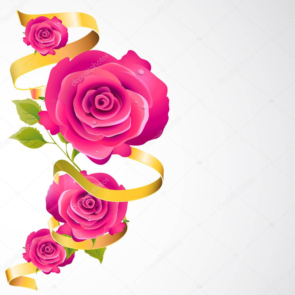 Bright red roses isolated on white background