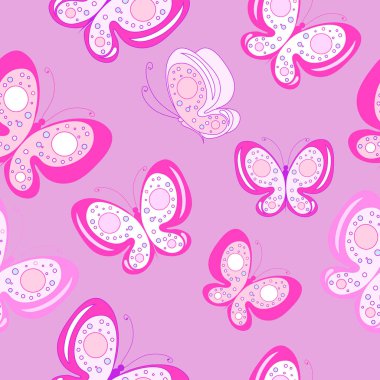 Parlak renkli pembe kelebekler pembe arka plan üzerinde izole