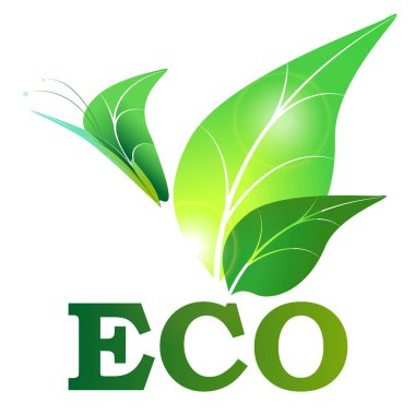 Yeşil beyaz arka plan üzerinde izole eko simgesi bırakır