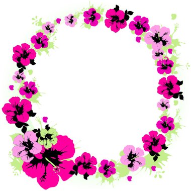 Beyaz arka plan üzerinde pembe çiçeklerden yapılmış çerçeve