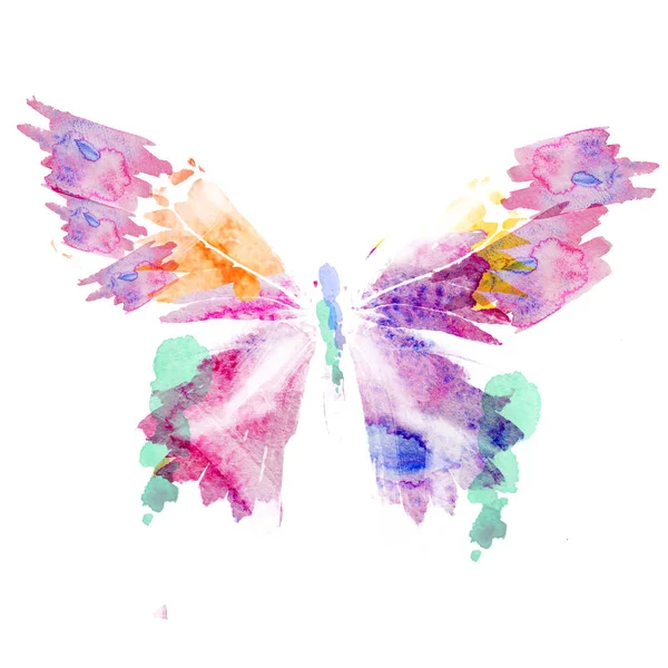 Набір Намальованих Вручну Акварельних Метеликів Білому Тлі — стокове фото