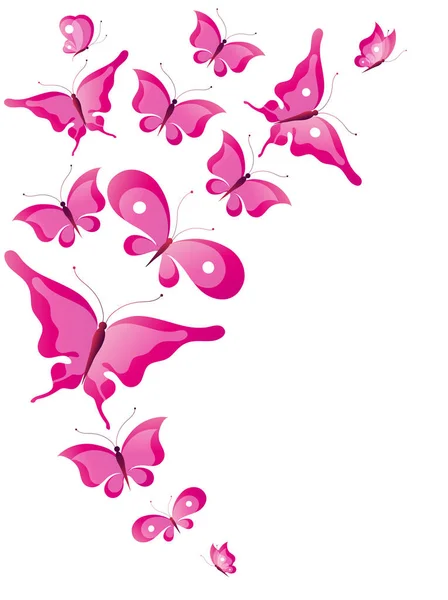 Světlé Barevné Růžový Motýli Izolovaných Bílém Pozadí — Stock fotografie