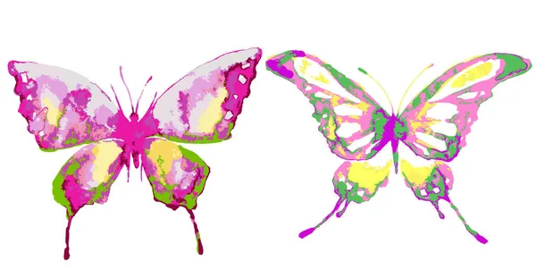 Mariposas Rosadas Brillantes Coloridas Aisladas Sobre Fondo Blanco — Vector de stock