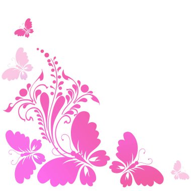 Beyaz arka plan üzerinde izole parlak renkli pembe kelebekler