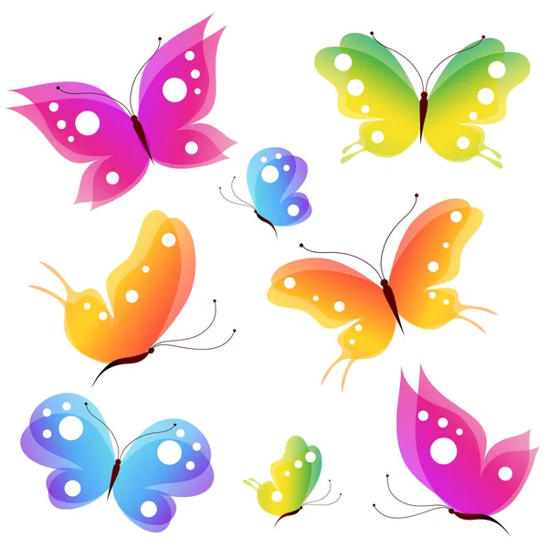 Schöne Farbe Schmetterlinge Gesetzt Isoliert Auf Einem Weißen — Stockfoto