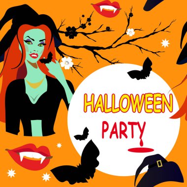 Cadılar Bayramı Tatil cadı kartı 